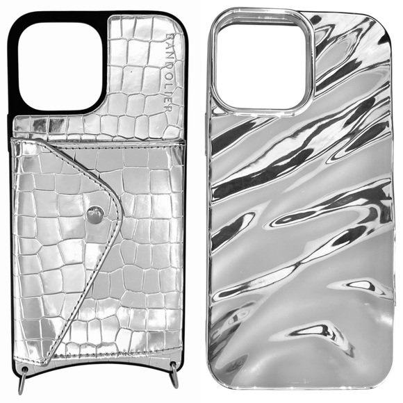 ✨Bandolier Gia Side Slot Croc Metallic Silver/Silver iPhone 13 Pro Max + Bonus✨ - Picture 1 of 4